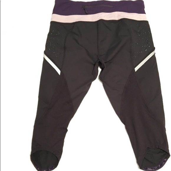 Lululemon Run A Marathon Crop Coal Grape Rose Sz 6 - Picture 4 of 8